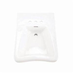 Gerber® G0012464 Eaton™ Bathroom Sink With Rear Overflow, Curved Rectangular Shape, 4 in Faucet Hole Spacing, Wall Mount