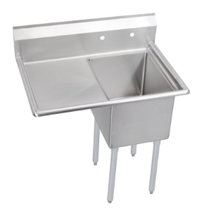 Elkay® 1C18X18-L-18X Standard Scullery Sink, 38.5 in L x 23.8 in W x 44.8 in H, Floor Mounting, 16 ga Stainless Steel, 1 Bowls, 1, Left Drainboards, 10 in Backsplash