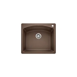 Blanco 440208 DIAMOND™ Kitchen Sink, SILGRANIT® II, Squared Shape, 1 Faucet Hole, 25 in W x 22 in D, Drop-In Mount, Granite, Café