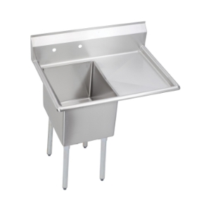 Elkay® 14-1C16X20-R-18X Standard Scullery Sink, 36.5 in L x 25.8 in W x 43.8 in H, Floor Mount, 16 ga Stainless Steel, 1 Bowls, 1, Right Drainboards, 9 in Backsplash