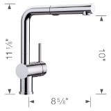 Blanco 526365 Linus Kitchen Faucet, 1.5 gpm Flow Rate, 160 deg Swivel Pull-Out Spout, Polished Chrome, 1 Handle, 1 Faucet Hole