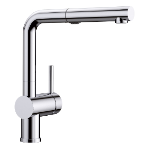 Blanco 526365 Linus Kitchen Faucet, 1.5 gpm Flow Rate, 160 deg Swivel Pull-Out Spout, Polished Chrome, 1 Handle, 1 Faucet Hole