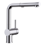 Blanco 526365 Linus Kitchen Faucet, 1.5 gpm Flow Rate, 160 deg Swivel Pull-Out Spout, Polished Chrome, 1 Handle, 1 Faucet Hole