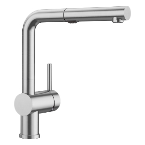 Blanco 526366 Linus Kitchen Faucet, 1.5 gpm Flow Rate, 160 deg Swivel Pull-Out Spout, PVD Steel, 1 Handle, 1 Faucet Hole