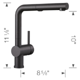 Blanco 526367 Linus Kitchen Faucet, 1.5 gpm Flow Rate, 160 deg Swivel Pull-Out Spout, Anthracite, 1 Handle, 1 Faucet Hole