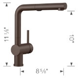 Blanco 526368 Linus Kitchen Faucet, 1.5 gpm Flow Rate, 160 deg Swivel Pull-Out Spout, Café, 1 Handle, 1 Faucet Hole