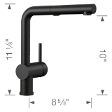 Blanco 526374 Linus Kitchen Faucet, 1.5 gpm Flow Rate, 160 deg Swivel Pull-Out Spout, Coal Black, 1 Handle, 1 Faucet Hole