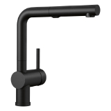 Blanco 526374 Linus Kitchen Faucet, 1.5 gpm Flow Rate, 160 deg Swivel Pull-Out Spout, Coal Black, 1 Handle, 1 Faucet Hole