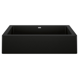 Blanco 526545 VINTERA™ Super Single Bowl Apron Front Kitchen Sink, Rectangular Shape, 30 in L x 19 in W x 9.366 in H, Flush/Undermount, SILGRANIT®, Coal Black