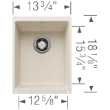 Blanco 527404 PRECIS BAR SILGRANIT® Sink, Soft White, Rectangle Shape, 7-1/2 in L x 12-5/8 in W Bowl x 15-3/4 in D Bowl, 7-15/16 in H x 13-3/4 in W x 18-1/8 in D, Undermounting, Granite