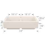 Blanco 527409 VINTERA™ 33 Sink, Rectangle Shape, 9 in H x 32-13/16 in W x 19 in D, Apron Front Mounting, Granite, Soft White