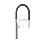 GROHE 30295000 Semi-Pro Essence New Kitchen Faucet with Integrated Temperature Limiter, 1.75 gpm Flow Rate, Swivel Spout, StarLight® Polished Chrome, 1 Handle