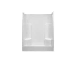 Clarion RE5860X-WH AcrylX™ One-Piece Alcove Center Drain Shower Stall with 8-1/2 in Threshold, Molded Soap Ledges and Seat, 60 in L x 35-3/4 in W x 77-1/4 in H, White