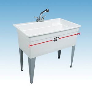 ELM® UTILATUB® BIG TUB™ 28CFWH BigTub™ Utilatub® Combo Utility Tub Kit, 40 in W x 24 in D x 34 in H, Floor Mount, Polypropylene, White