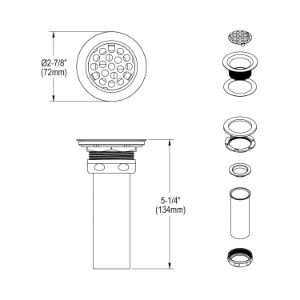 Elkay® LK337 Drain Fitting, 2 in Nominal, Polished Stainless Steel, 316 Stainless Steel Drain