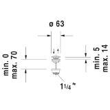 DURAVIT 0050521092 Pushbutton Drain Assembly With Tail-Piece, Polished Chrome