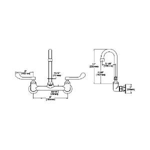 Elkay® LK940GN05T6H Scrub/Handwash Faucet, 1.5 gpm Flow Rate, 8 in Center, Gooseneck Spout, Polished Chrome, 2 Handles