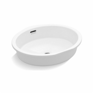 KALLISTA® P74232-WO-0 Perfect Undermount Centric Oval Bathroom Sink with Overflow and Glazed Exterior Stucco Fixture Lavatory Sink Vitreous China, White