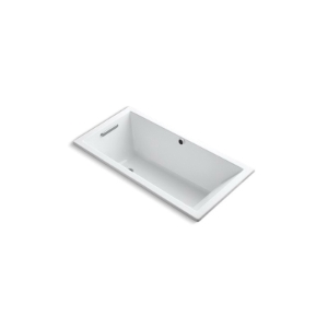 Kohler® 1121-W1-0 Underscore® Bathtub With Bask® Heated Surface and End Drain, Underscore®, Soaking, Rectangle Shape, 60 in L x 30 in W, End Drain, White