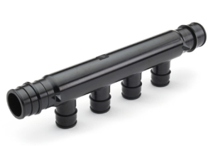 REHAU® 499833-001 F1960 Polymer Flow-through Multi-port Tee, 3/4 x 3/4 in. Inlets, (4) 1/2 in. Outlets