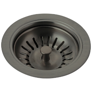 DELTA® 72010-KS Kitchen Sink Flange and Strainer, 4-1/2 in Nominal, 4-1/2 in OAL, Tailpiece Connection, Brass, Black/Stainless Steel