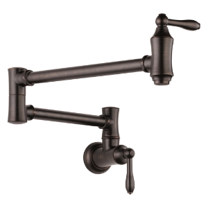 DELTA® 1177LF-RB Traditional Pot Filler Faucet, 4 gpm Flow Rate, Swivel Spout, Venetian Bronze, 2 Handles