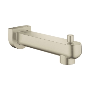 GROHE 13407EN3 Plus Tub Spout with Integrated Diverter, 7-1/8 in Spout Reach, Slip Fit Installation, Metal, StarLight® Brushed Nickel, Residential