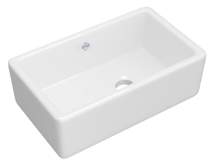 Rohl® RC3018WH Apron Front Kitchen Sink, Rectangle Shape, 30 in W x 18 in D x 10 in H, Under Mount, Fireclay, White