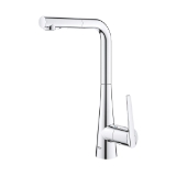 GROHE 33893002 Ladylux Pull-Out Kitchen Faucet, Residential, 1.75 gpm Flow Rate, Swivel Spout, Polished Chrome, 1 Handle, 1 Faucet Hole