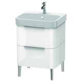 DURAVIT H2637102222 Rectangular Vanity Unit, Happy D.2, 22-1/2 in OAH x 22-5/8 in OAW x 18-7/8 in OAD, Floor Mount, White High Gloss Cabinet