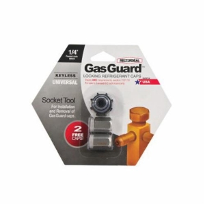 RectorSeal® GasGuard™ 86646 Keyless Universal Locking Refrigerant Cap Kit, 1/4 in Thread, Stainless Steel, Gray