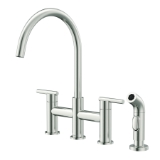 Gerber® D424458SS Parma® Bridge Kitchen Faucet, 1.75 gpm Flow Rate, 8 in Center, 360 deg Swivel Spout, Stainless Steel, 2 Handles