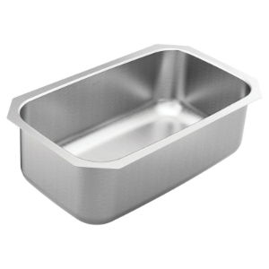 Moen® GS18110 Center Drain Sink, Stainless Steel, 28 in L x 15-3/4 in W x 10 in D Bowl, 30-1/2 in L x 18-1/4 in W, Undermount, 18 ga Stainless Steel