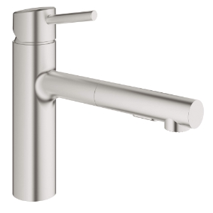 GROHE 31453DC1 Concetto™ Sink Mixer, 1.5 gpm, 100 deg Swivel Spout, SuperSteel, 1 Handle