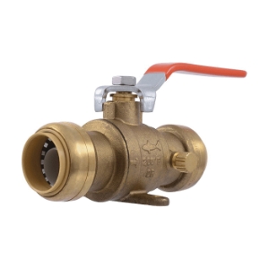 Sharkbite® 24617LFCA Ball Valve with Drain/Vent and Mounting Bracket, 1 in Nominal, NPSM End Style