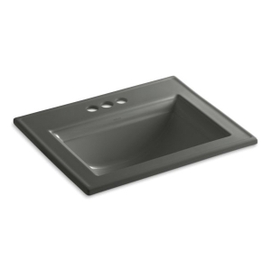 Memoirs® Elegant Self-Rimming Bathroom Sink With Overflow, Rectangular, 4 in Faucet Hole Spacing, 22-3/4 in W x 18 in D x 8-7/8 in H, Drop-In Mount, Vitreous China, Thunder™ Gray