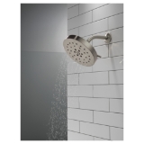 DELTA® 52488-SS-PR Universal Showerhead with H2Okinetic® Technology and Touch-Clean® Technology, 1.75 gpm Max Flow, 4 Sprays, 8 in Dia x 3-1/2 in H Head, Lumicoat® Stainless
