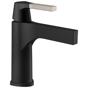 DELTA® 574-SMLPU-DST Zura® Single Handle Bathroom Faucet, 1.2 gpm Flow Rate, 4.69 in H Spout, 1 Handle, 1 Faucet Hole, Stainless/Matte Black, Lavatory Function