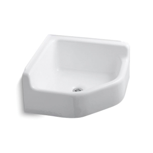 Kohler® 6710-0 Whitby™ Service Sink, 28 in W x 13 in D x 28 in H, Floor Mount, Cast Iron, White