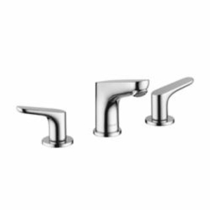 Hansgrohe 04369000 Focus E Widespread Bathroom Faucet, Commercial, 1.5 gpm Flow Rate, 3-5/8 in H Spout, 8 in Center, Polished Chrome, 2 Handles, Pop-Up Drain