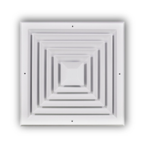 TRUaire™ 10" x 10", 4-Way, Directional, Opposed Blade Damper, Aluminum, Ceiling, White, Diffuser