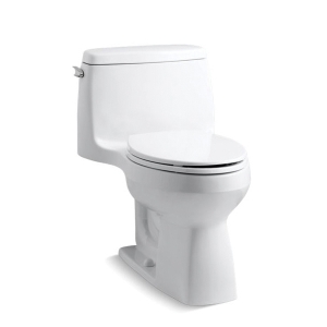 Kohler® 3810-0 Comfort Height® 1-Piece Toilet with Left Hand Trip Lever, Santa Rosa™, Compact Elongated Bowl, 16-1/2 in H Rim, 12 in Rough-In, 1.28 gpf, White