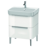 DURAVIT H2637202222 Rectangular Vanity Unit, Happy D.2, 22-1/2 in OAH x 24-5/8 in OAW x 18-7/8 in OAD, Floor Mount, White High Gloss Cabinet