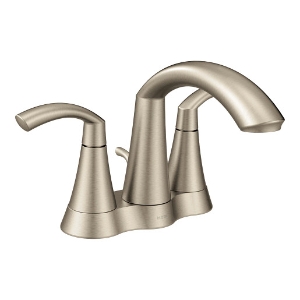 Moen® 6172BN Centerset Bathroom Faucet, Glyde™, Brushed Nickel, 2 Handles, Metal Pop-Up Drain, 1.2 gpm Flow Rate