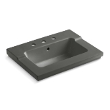 Kohler® 2979-8-58 Tresham® Bathroom Sink with Overflow Drain, Rectangular Shape, 4 in Faucet Hole Spacing, 25-7/16 in W x 19-1/16 in D x 7-7/8 in H, ITB/Vanity Top Mount, Vitreous China, Thunder Grey