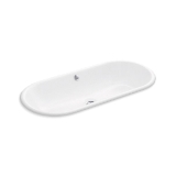 Kohler® 20213-0 Iron Plains® Capsule Wading Pool® Bathroom Sink with Overflow Drain, Elongated Oval Shape, 33 in W x 15-5/8 in D x 6-11/16 in H, Drop-In/Undermount, Enameled Cast Iron, White
