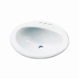 Gerber® G0012844 Luxoval™ Self-Rimming Bathroom Sink with Consealed Front Overflow, Oval Shape, 4 in Faucet Hole Spacing, White