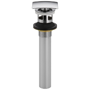 DELTA® 72175 Push Activated Pop-Up Drain Assembly, Polished Chrome, Brass Drain, Square Pop Up