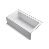 Kohler® 876-0 Bellwether® Bathtub with Integral Apron, Soaking Hydrotherapy, Rectangular Shape, 60 in L x 32 in W, Right Drain, White