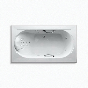 Kohler® 1418-M-96 Memoirs® Bathtub, Backjets/Neckjets/Whirlpool, Rectangle Shape, 72 in L x 42 in W, Center Drain, Biscuit